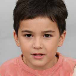 Neutral white child male with short  brown hair and brown eyes