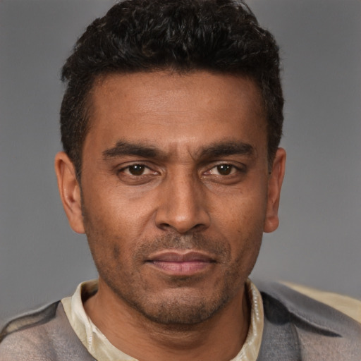 Neutral latino young-adult male with short  brown hair and brown eyes