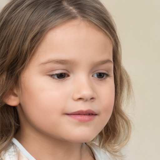 Neutral white child female with medium  brown hair and brown eyes