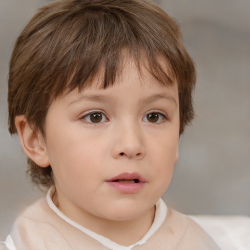 Neutral white child female with short  brown hair and brown eyes