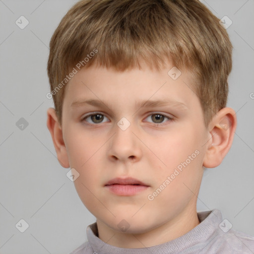 Neutral white child male with short  brown hair and brown eyes