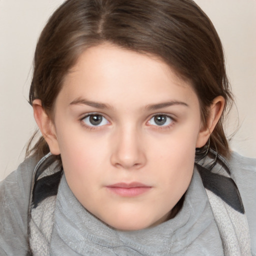 Neutral white child female with medium  brown hair and brown eyes