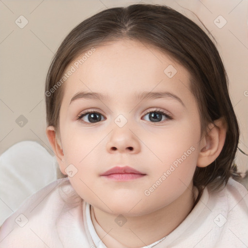 Neutral white child female with medium  brown hair and brown eyes