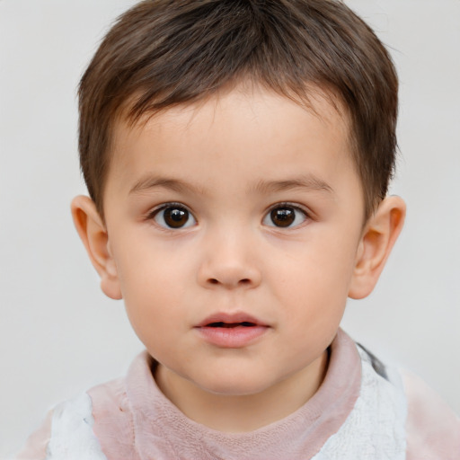 Neutral white child male with short  brown hair and brown eyes