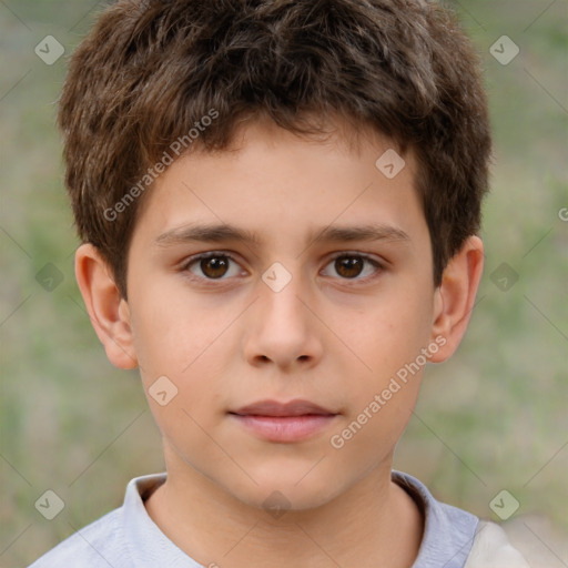 Neutral white child male with short  brown hair and brown eyes