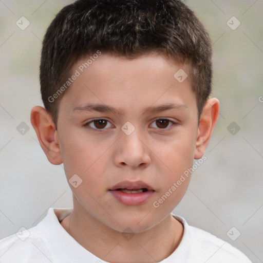 Neutral white child male with short  brown hair and brown eyes