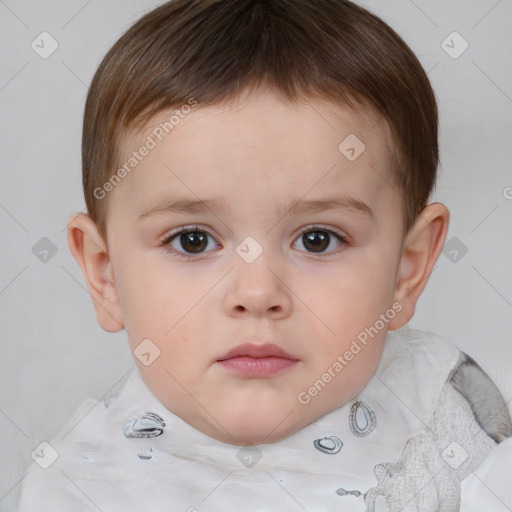 Neutral white child male with short  brown hair and brown eyes