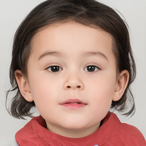 Neutral white child female with medium  brown hair and brown eyes