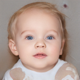 Neutral white child female with medium  brown hair and blue eyes