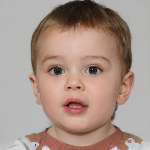 Neutral white child male with short  brown hair and brown eyes