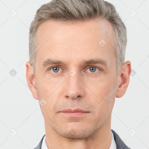 Neutral white adult male with short  brown hair and brown eyes