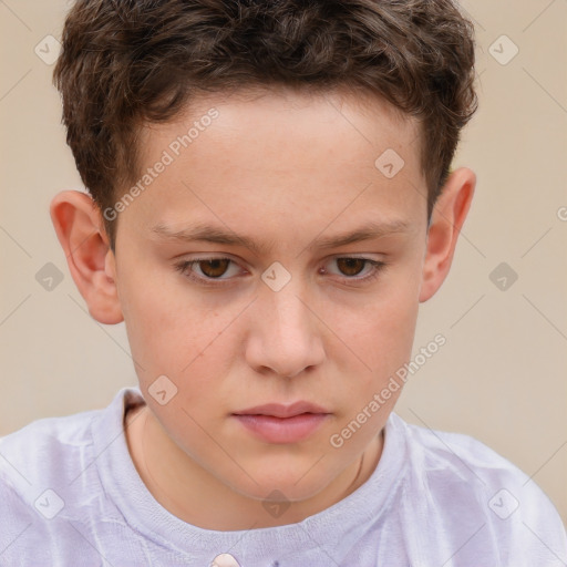 Neutral white child male with short  brown hair and brown eyes