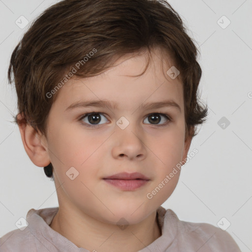 Neutral white child male with short  brown hair and brown eyes