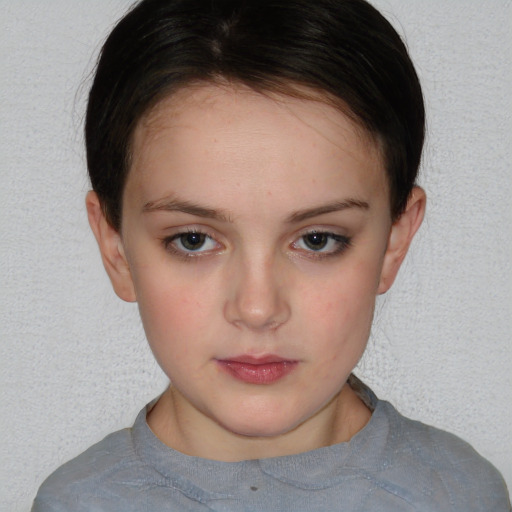 Neutral white young-adult female with short  brown hair and brown eyes