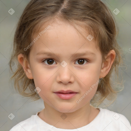 Neutral white child female with medium  brown hair and brown eyes