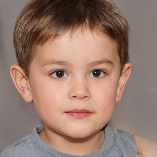 Neutral white child male with short  brown hair and brown eyes