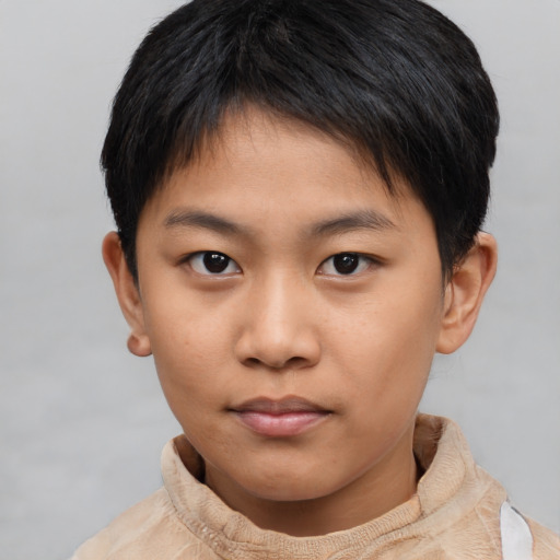 Neutral asian young-adult male with short  brown hair and brown eyes