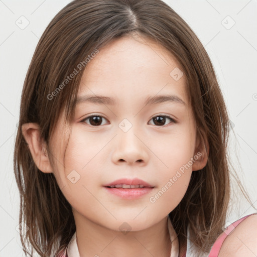 Neutral white child female with medium  brown hair and brown eyes