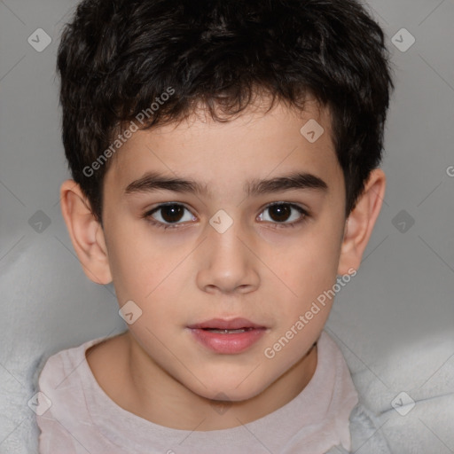 Neutral white child male with short  brown hair and brown eyes