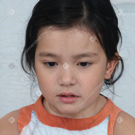 Neutral white child female with short  brown hair and brown eyes