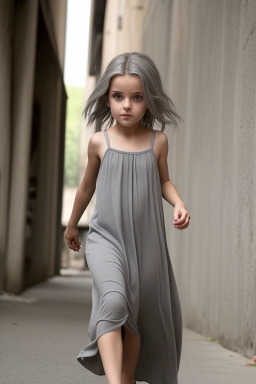 Italian child girl with  gray hair