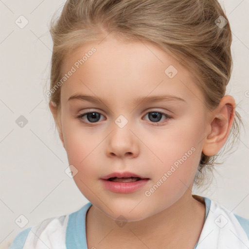 Neutral white child female with medium  brown hair and brown eyes