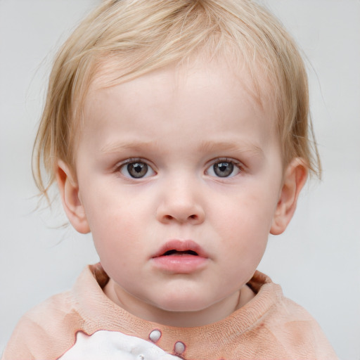 Neutral white child female with short  brown hair and blue eyes