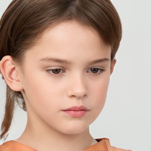 Neutral white child female with short  brown hair and brown eyes