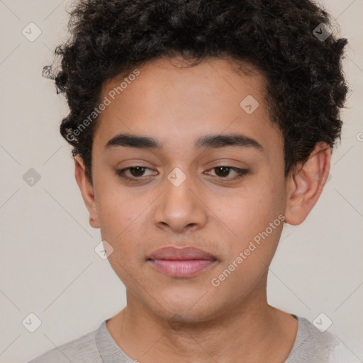 Neutral latino young-adult male with short  brown hair and brown eyes