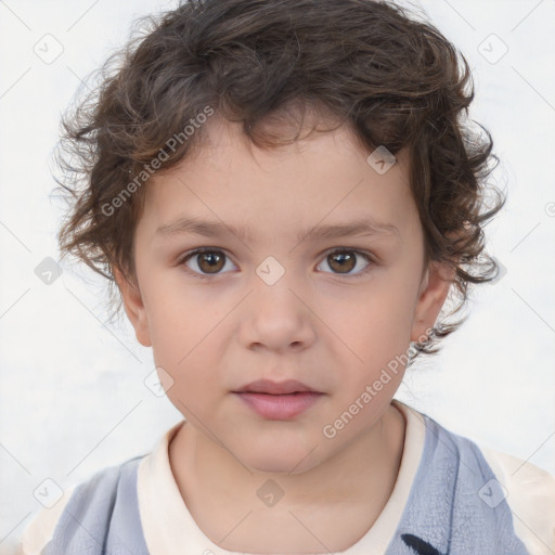 Neutral white child male with short  brown hair and brown eyes