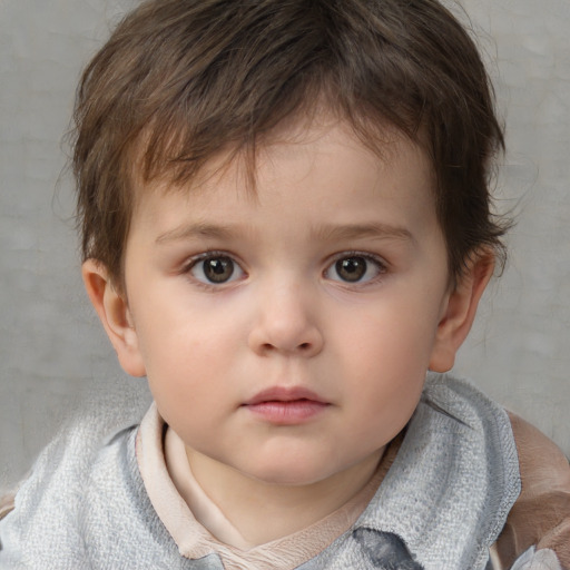 Neutral white child male with short  brown hair and brown eyes