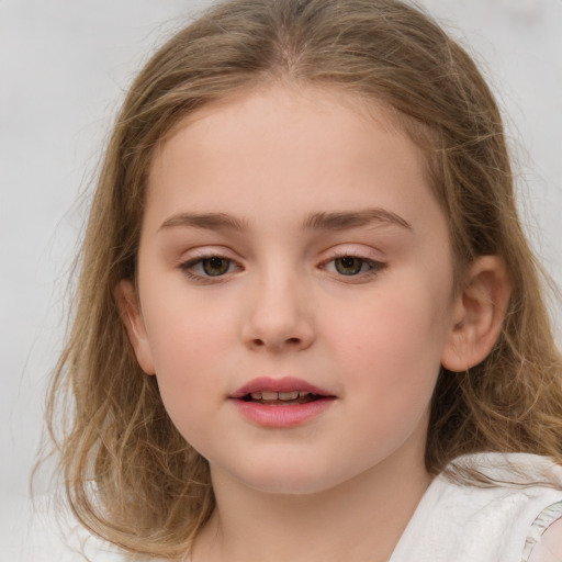 Neutral white child female with medium  brown hair and brown eyes