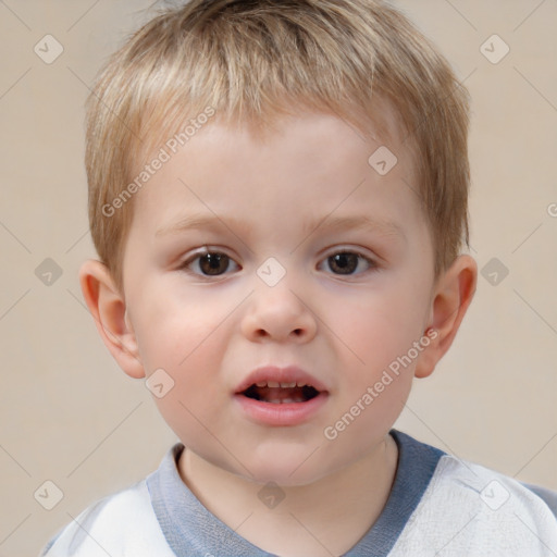 Neutral white child male with short  brown hair and brown eyes