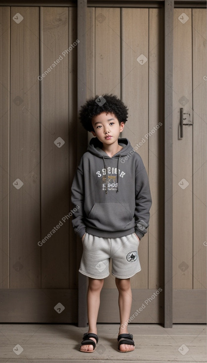 South korean child boy with  gray hair