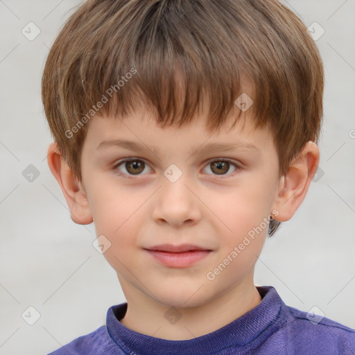 Neutral white child male with short  brown hair and brown eyes