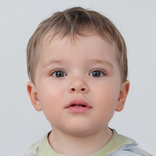 Neutral white child male with short  brown hair and blue eyes