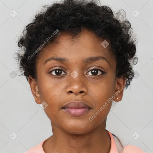 Neutral black young-adult male with short  brown hair and brown eyes