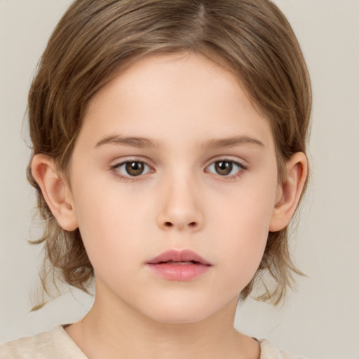 Neutral white child female with medium  brown hair and brown eyes