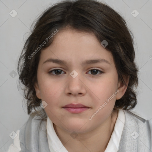 Neutral white child female with medium  brown hair and brown eyes