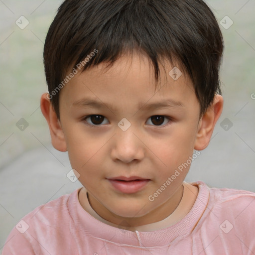 Neutral white child male with short  brown hair and brown eyes