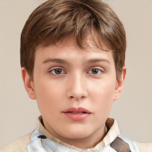 Neutral white child male with short  brown hair and brown eyes