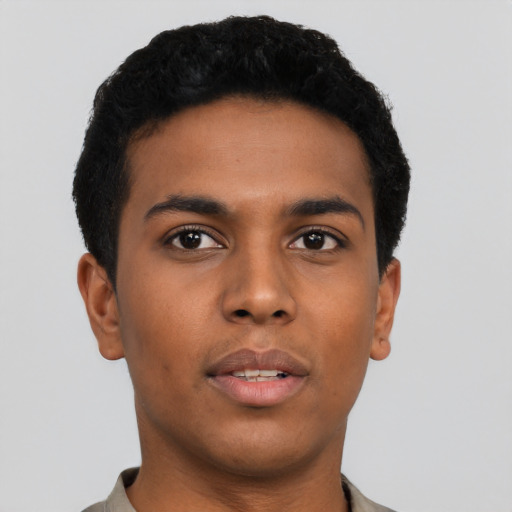 Neutral latino young-adult male with short  brown hair and brown eyes