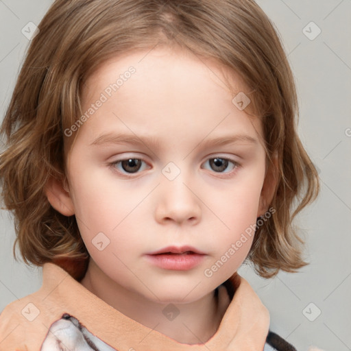 Neutral white child female with medium  brown hair and brown eyes