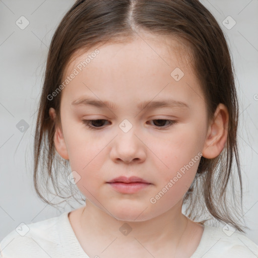 Neutral white child female with medium  brown hair and brown eyes