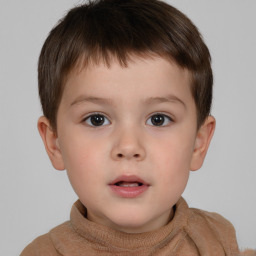 Neutral white child male with short  brown hair and brown eyes