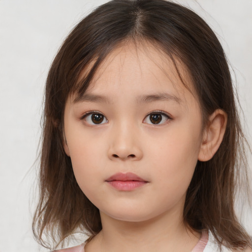 Neutral white child female with medium  brown hair and brown eyes