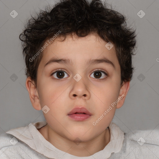 Neutral white child male with short  brown hair and brown eyes