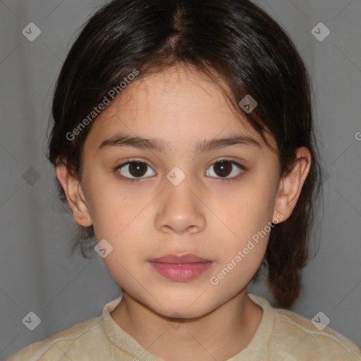 Neutral white child female with medium  brown hair and brown eyes