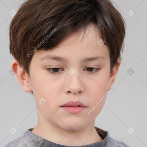 Neutral white child male with short  brown hair and brown eyes