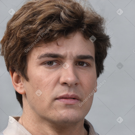 Neutral white adult male with short  brown hair and brown eyes